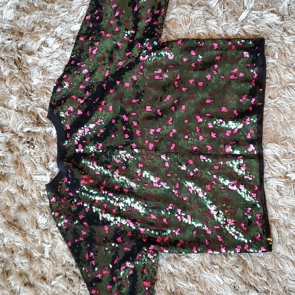 BCBG MAXAZRIA sequin and silk oversized top - Picture 11 of 13